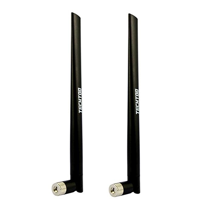 TECHTOO WiFi Antenna Dual Band 7dBi 2.4GHz/5.8GHz with RP-SMA Connector for Wireless Network Router USB Adapter PCI Card IP Camera DJI Phantom Wireless Range Extender FPV UAV Drone (Black 2-Pack)