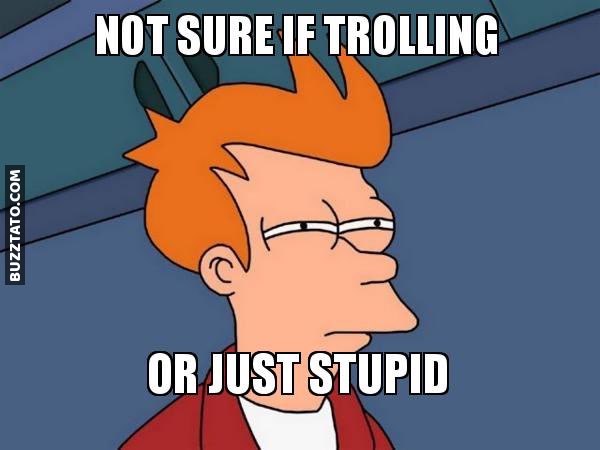 Vaizdo rezultatas pagal užklausą „trolling or just stupid“