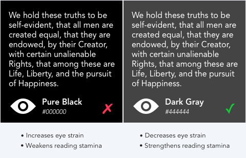 Why You Should Never Use Pure Black for Text or Backgrounds