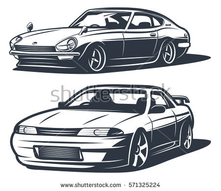 stock-vector-japanese-drift-cars-monochr