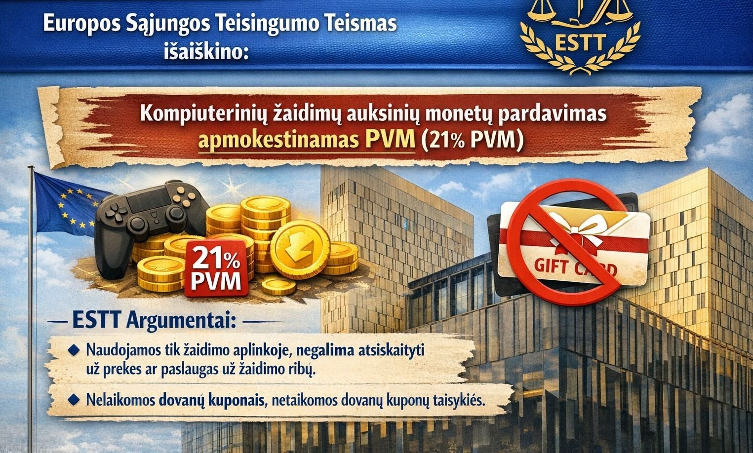 Daugiau informacijos apie "ES Teismas kirto žaidėjams: virtualios monetos – ne valiuta! Laukia 21 % PVM"